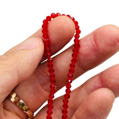 3mm Thunder Polish Glass Crystal Roundel Cut Red