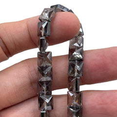8mm Square Glass Crystal Silver Gray