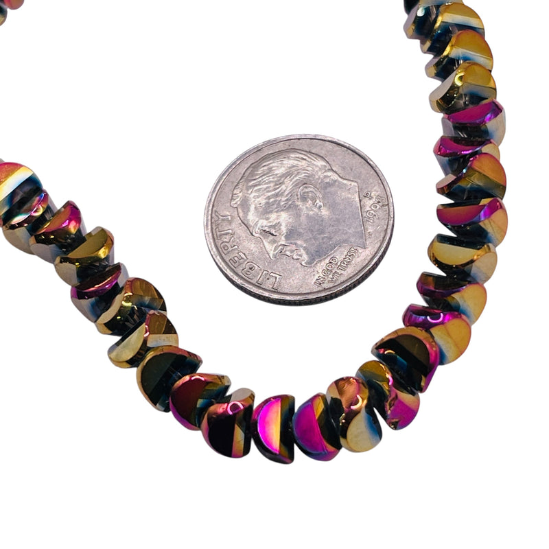 6mm Crescent Glass Crystal Purple Gold