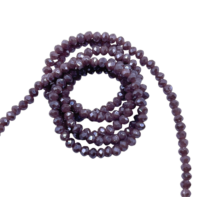 2mm Thunder Polish Glass Crystal Roundel Cut Lavender Jade Shine