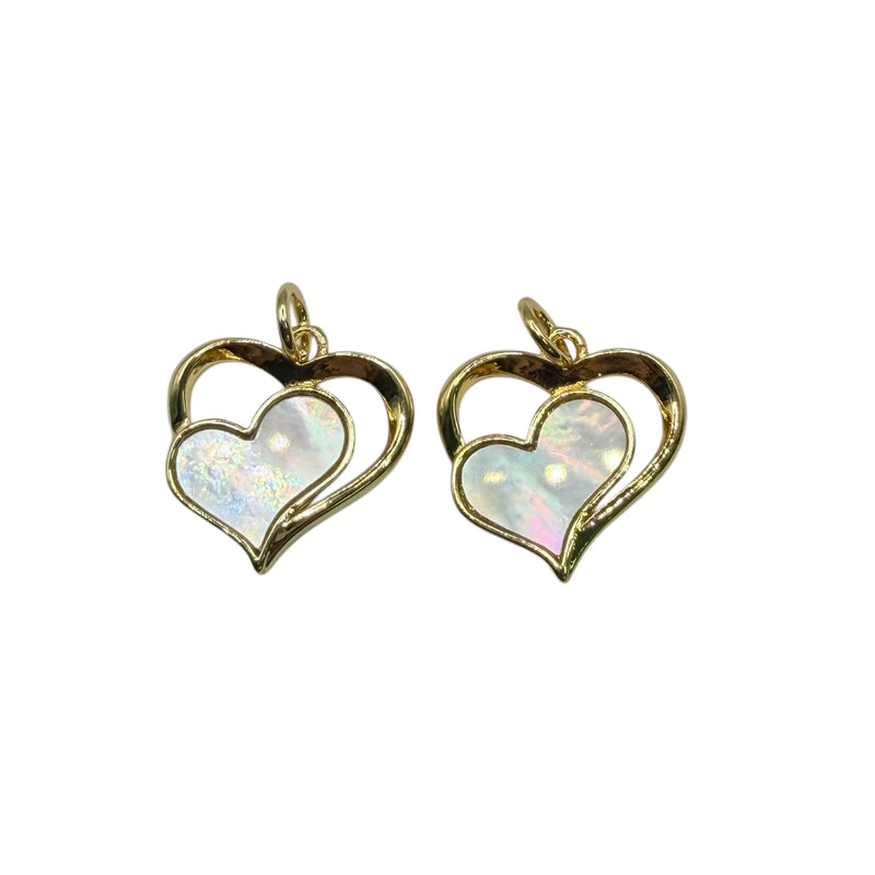 15x15mm Heart Shell Charm 18K Gold | Beadorea