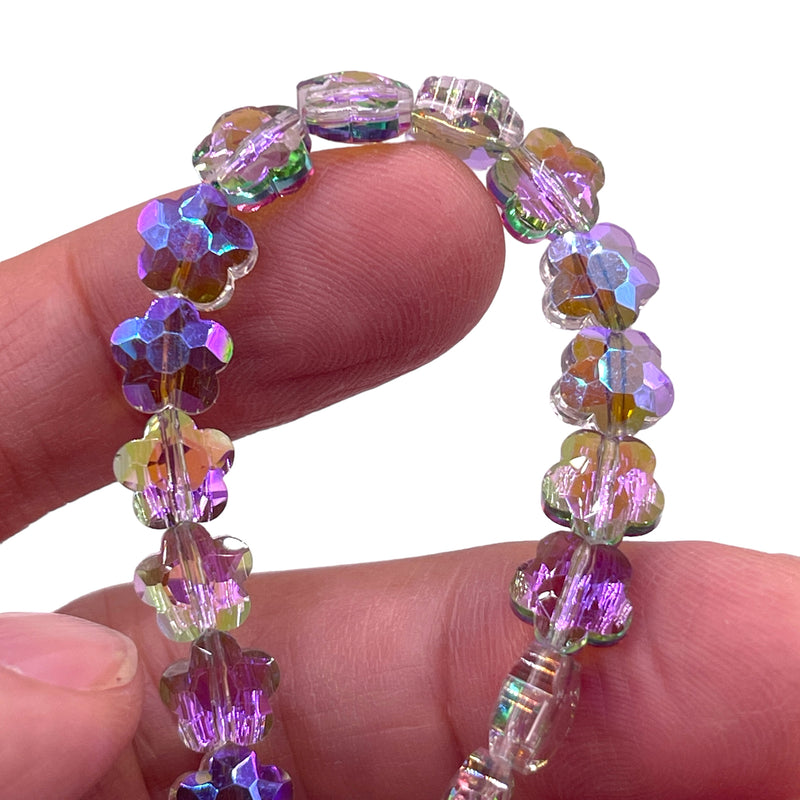 8mm Flower Glass Crystal Magic Purple