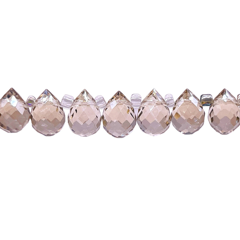 10x8mm Teardrop Glass Crystal Silver Champagne