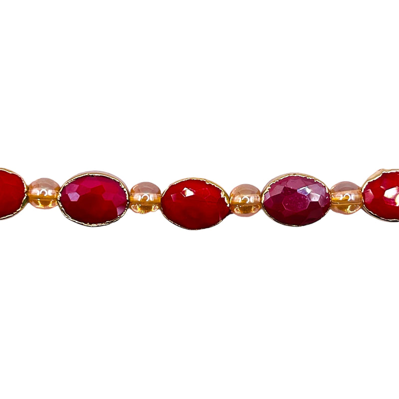 12x9mm Oval Gold Edge Ruby Jade