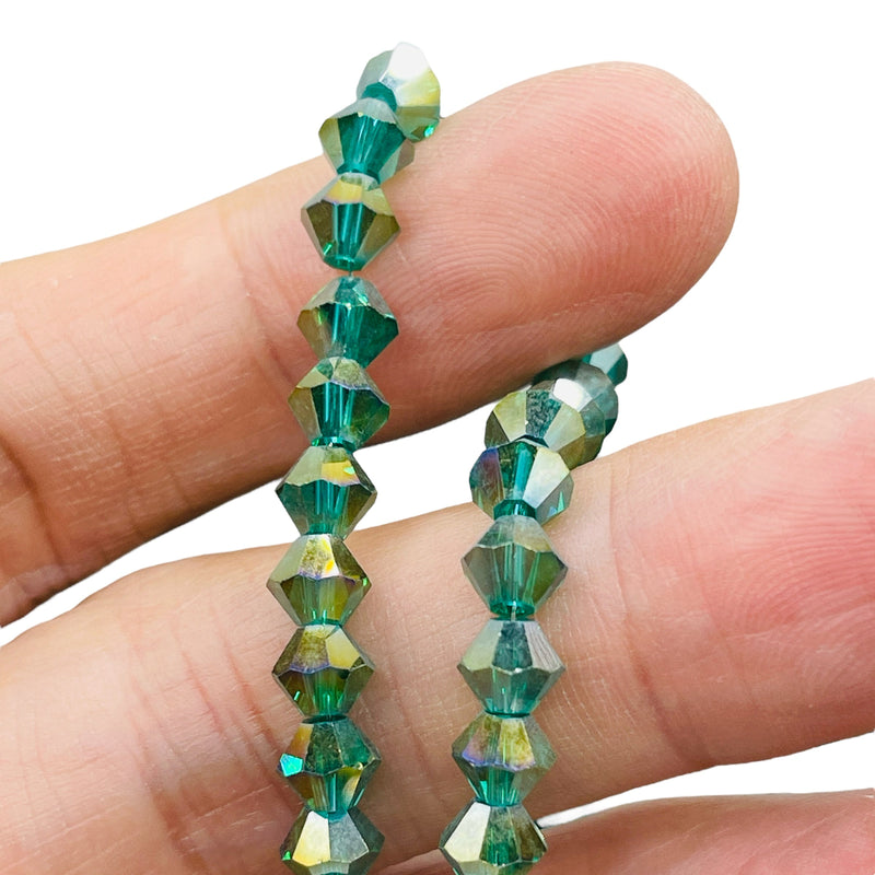 6mm Thunder Polish Glass Crystal Bicone Green Zircon AB