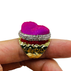 Pink Druzy Handmade Ring