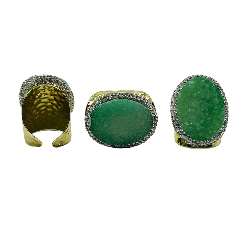 Green Druzy Handmade Ring