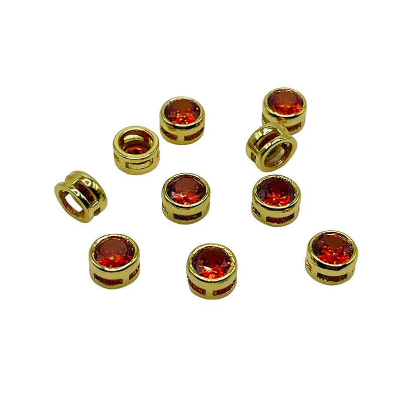 8mm Round Cubic Zircon Spacer Red