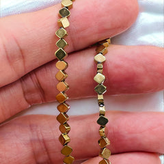 4mm Diamond Hematite Gold