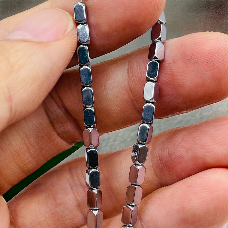 4x2mm Rectangle Hematite Rhodium