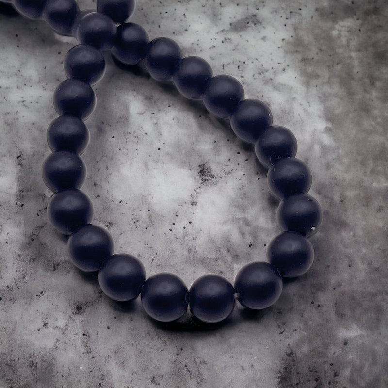 6mm Round Matt Black Agate