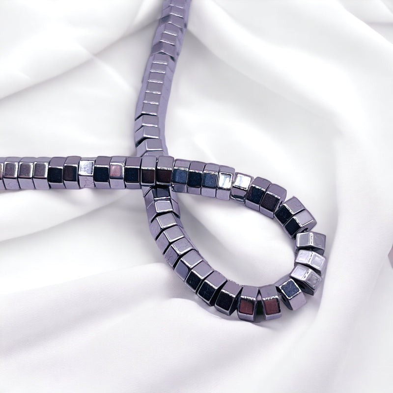 5x2mm Hexagon Hematite Rhodium