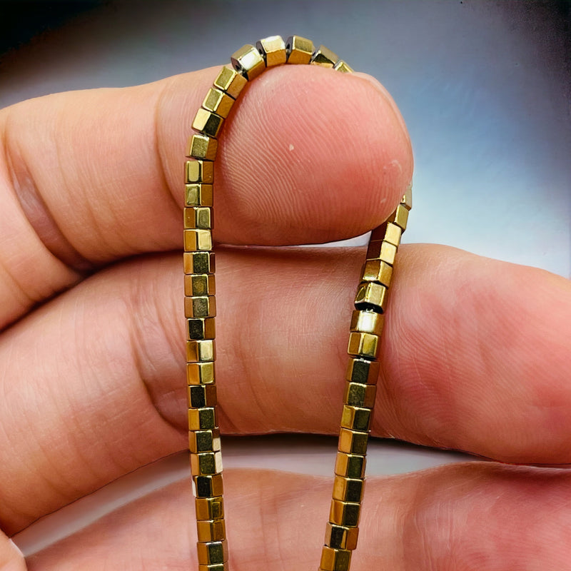 3mm Hexagon Hematite Gold