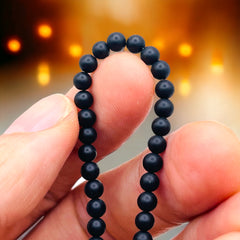 4mm Round Matt Black Agate