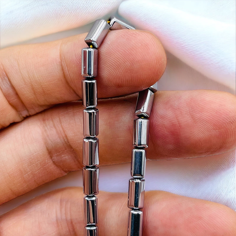 8x4mm Tube Hematite Rhodium