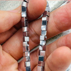 4x4mm Cube Hematite Rhodium