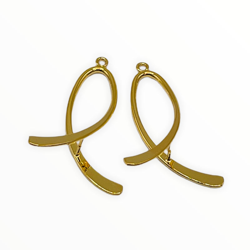 37mm Ribbon Add a Bead Earring-Gold Plated