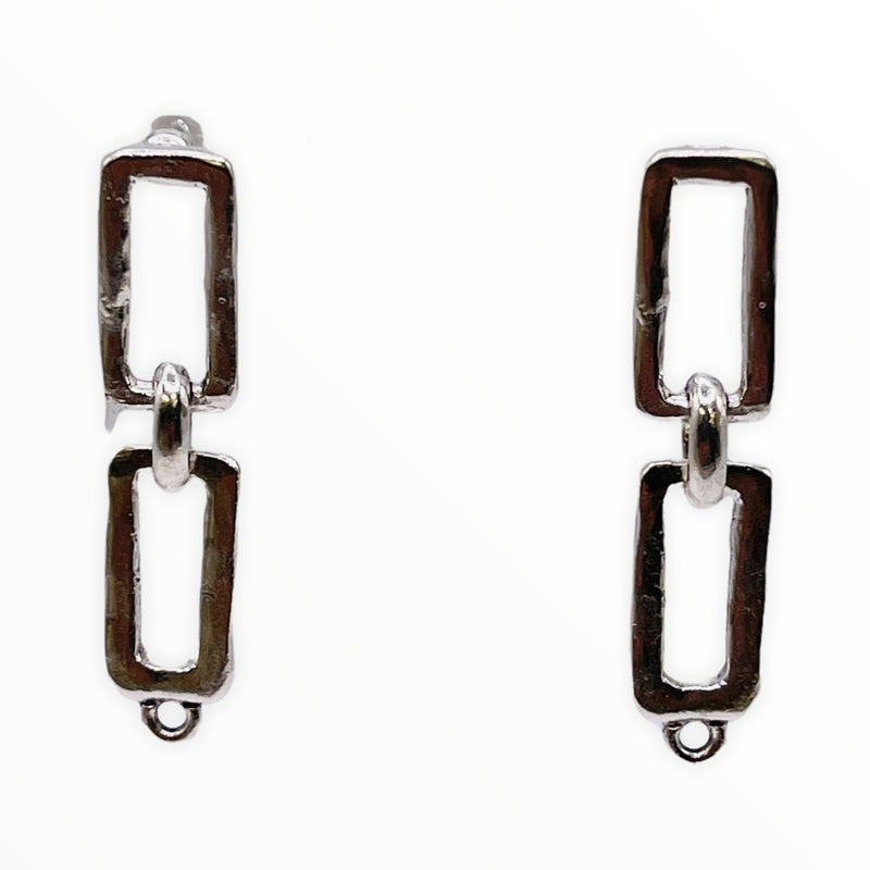Chain Earrings--Vintage Silver Plated