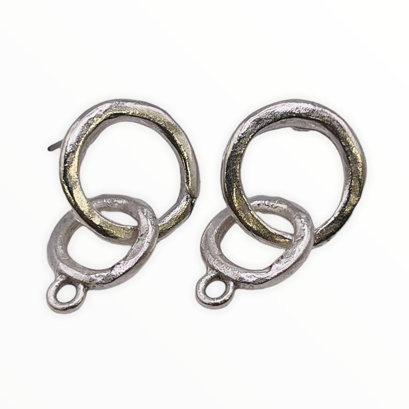 Double Rings Earrings--Vintage Silver Plated