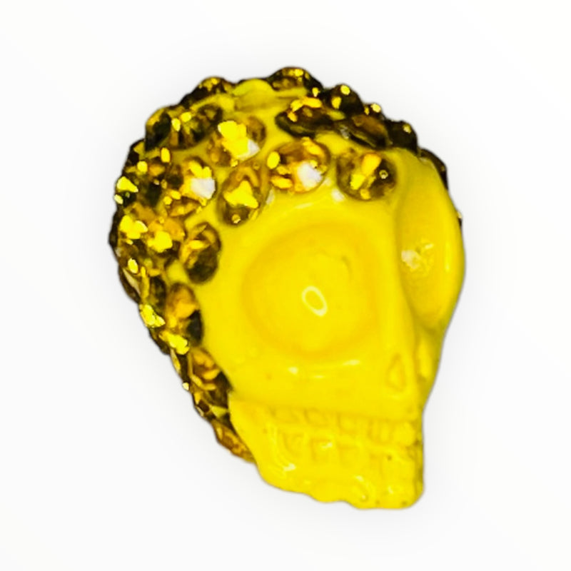 13mm Bling Bling Skull Yellow
