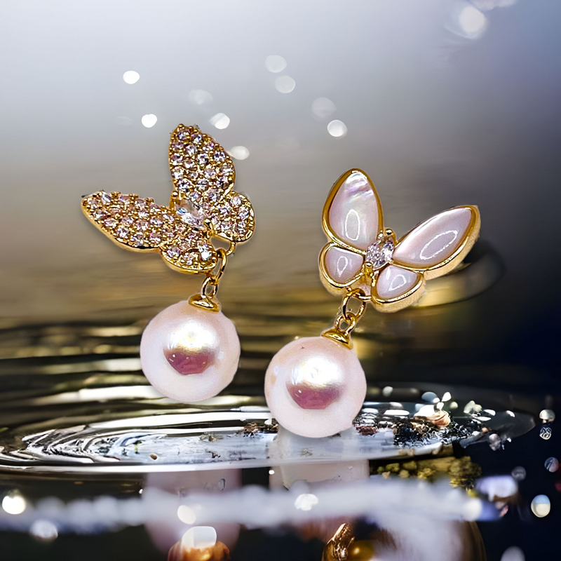 MOP + Crystal Butterfly Earrings