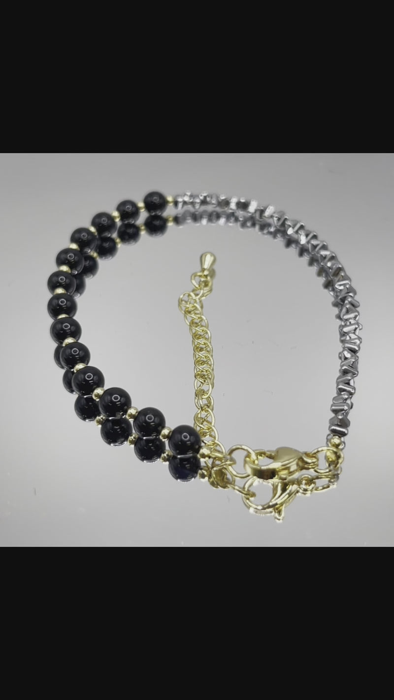 Black Tourmaline and Hematite Elegant Finished Bracelet