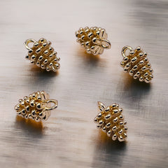 8mm Pine Cone Charm 18K Gold Plated