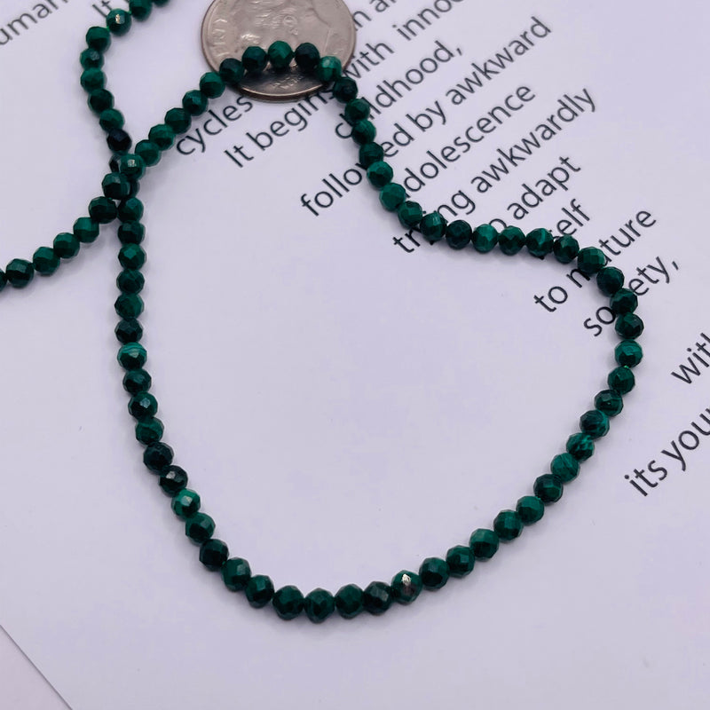 3mm Round Faceted Malachite