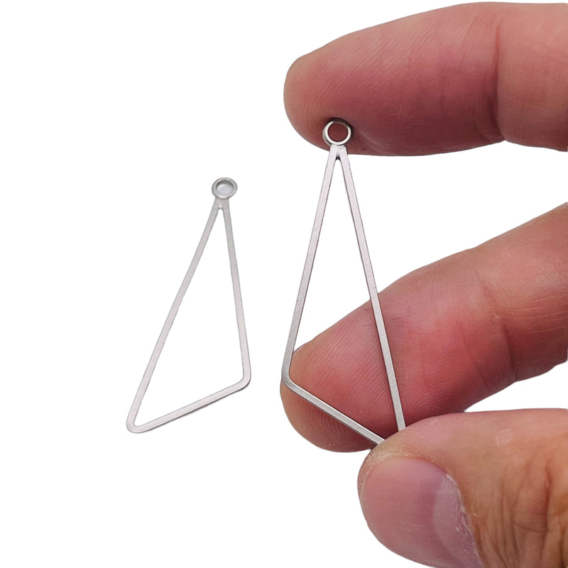 Acute Triangle Chandelier Earring-Satin Rhodium Plated