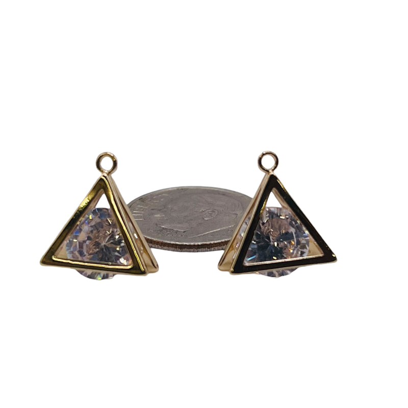 CZ Triangle Charm-Gold Plated