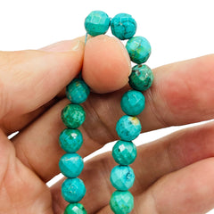 8mm Faceted Round Turquoise Dyed and Stabilized