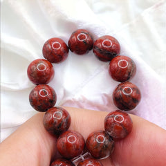 8mm Round Red Sesame Jasper