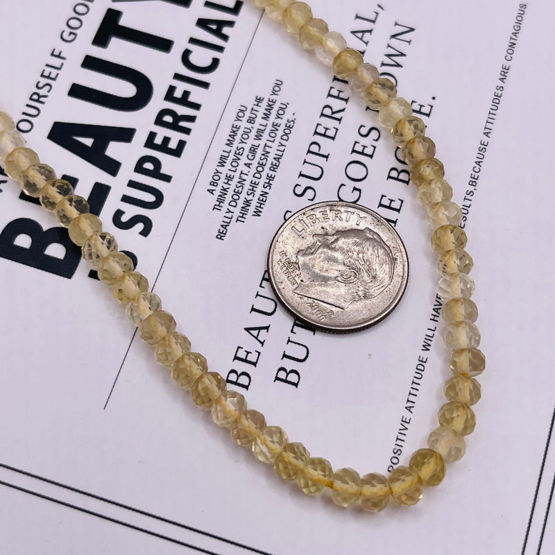 4x3mm Roundel Faceted Lemon Quartz