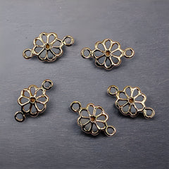 11x6mm Flower Connector 18K Gold Plated