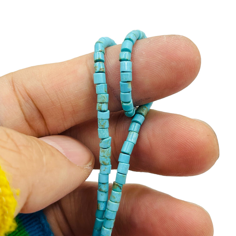 3x2mm Cylinder Turquoise Dyed and Stabilized