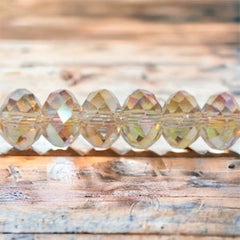 6mm Thunder Polish Glass Crystal Roundel Cut Silver Champagne AB