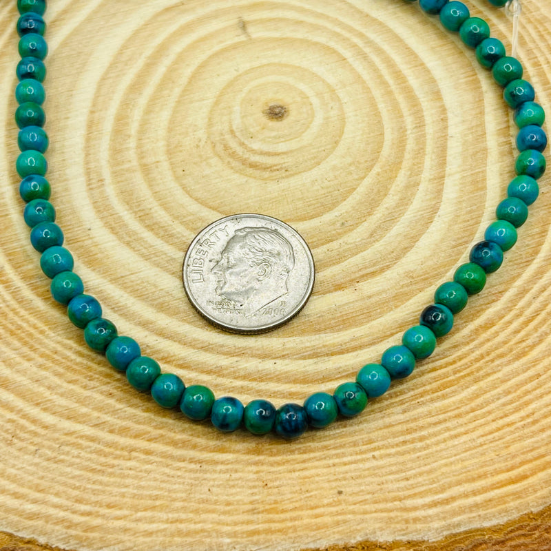 4mm Round Chrysocolla (Stabilized)