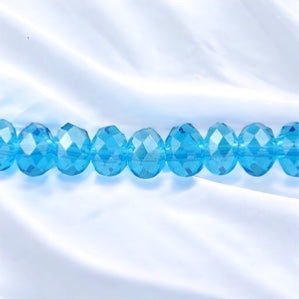 6mm Thunder Polish Glass Crystal Roundel Cut Med Aquamarine