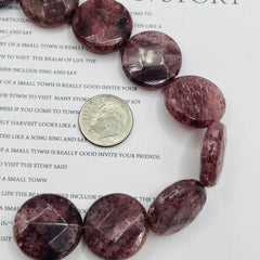 20mm Faceted Coin Strawberry Quartz