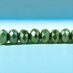 3mm Thunder Polish Glass Crystal Roundel Cut Green Light