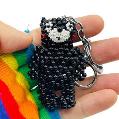 Handmade Beaded Bear with Keychain