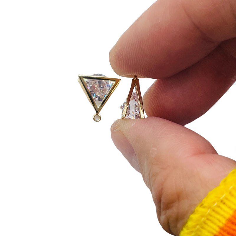 CZ Triangle Charm-Gold Plated