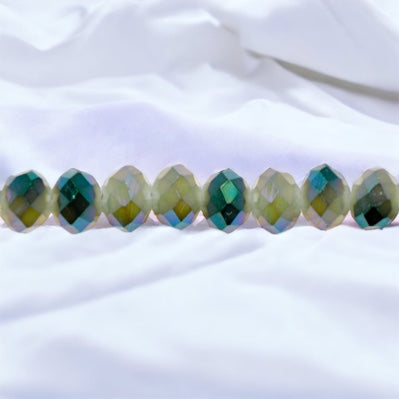 1mm Thunder Polish Glass Crystal Roundel Cut Green Magic Jade