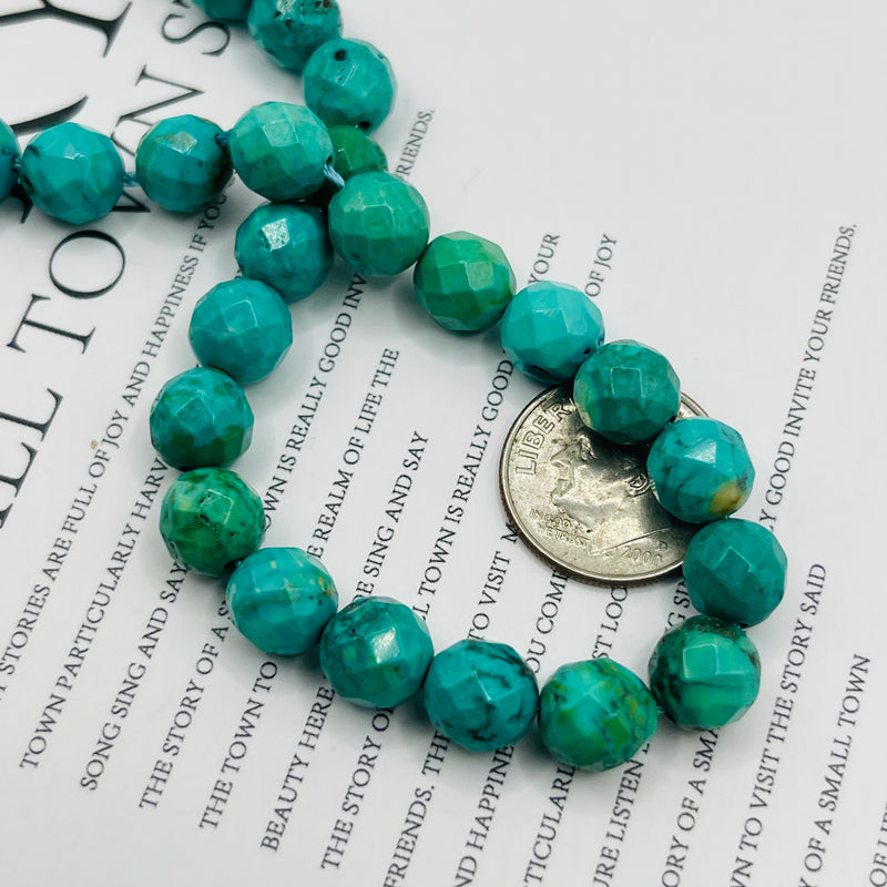 8mm Faceted Round Turquoise Dyed and Stabilized