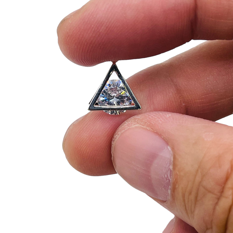 CZ Triangle Charm-Silver Plated