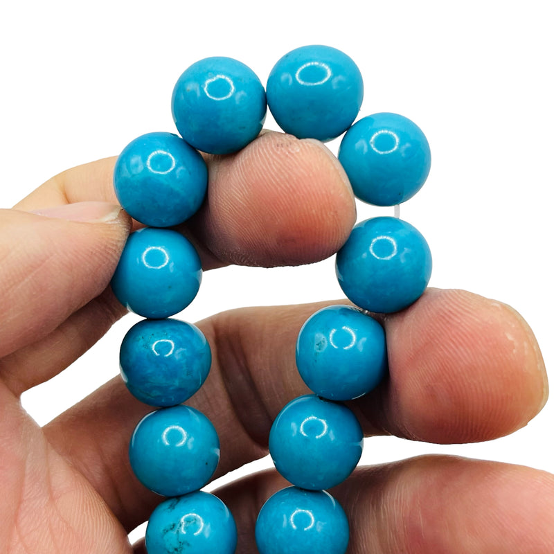 12mm Round Turquoise Dyed and Stabilized