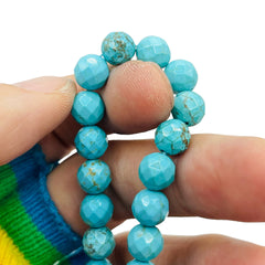 8mm Faceted Round Turquoise Dyed and Stabilized