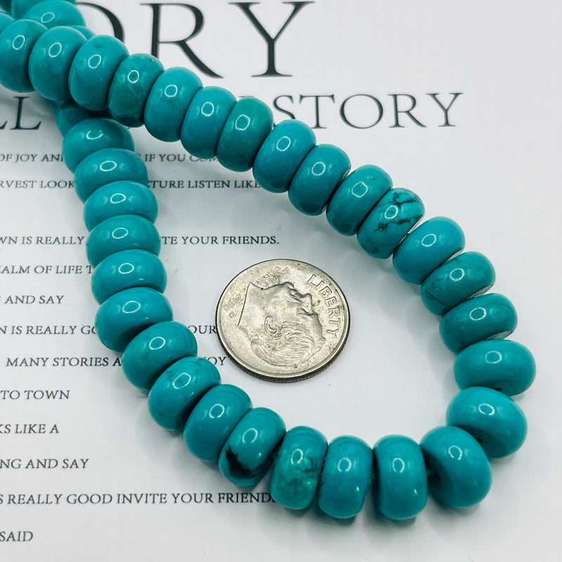 10x6mm Roundel Turquoise Dyed and Stabilized