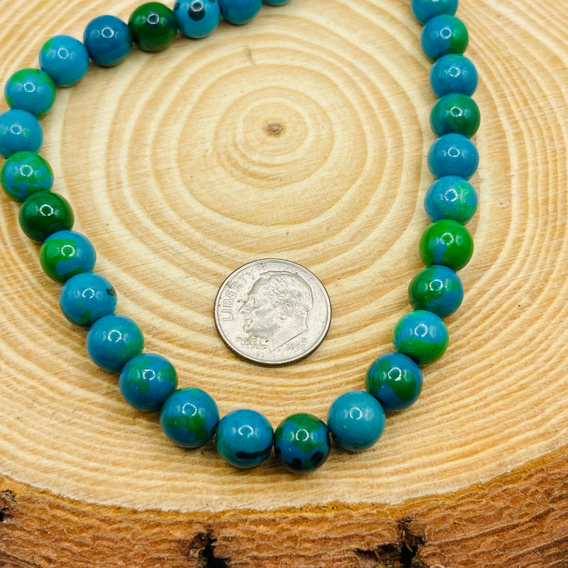 8mm Round Chrysocolla (Stabilized)