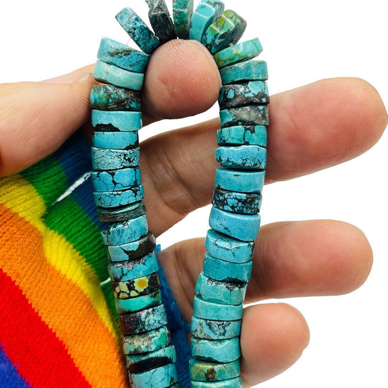 Cut Turquoise Disc 11x3mm Disc Natural Turquoise | Beadorea